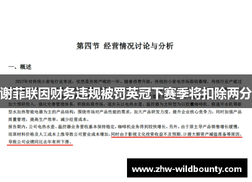 谢菲联因财务违规被罚英冠下赛季将扣除两分